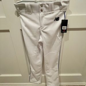 New Balance Youth Piped Full Length Baseball Pants BBP216    WHITE/ROYAL  size L
